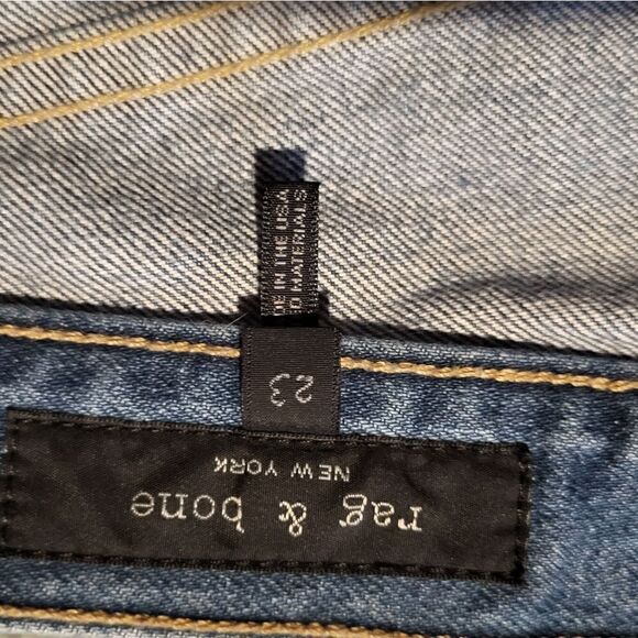 Rag & Bone Skinny Jeans Distressed Raw Hem Blue Women's 23 - Picture 2 of 5